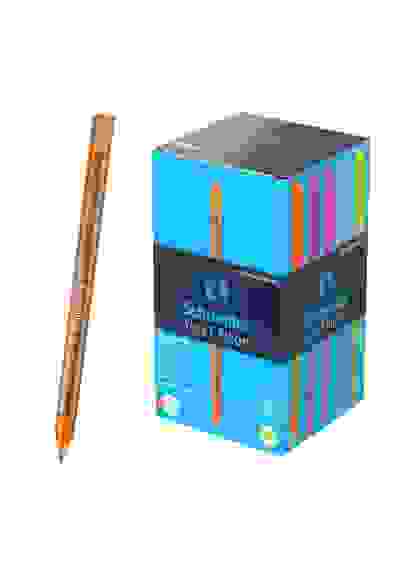 Ручка шариковая Schneider "Vizz F Neon" синяя, 0,8мм, прозрачный корпус неон ассорти