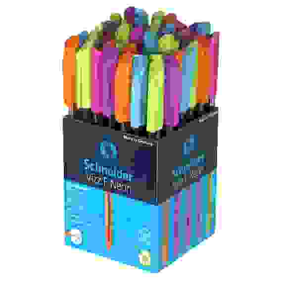 Ручка шариковая Schneider "Vizz F Neon" синяя, 0,8мм, прозрачный корпус неон ассорти