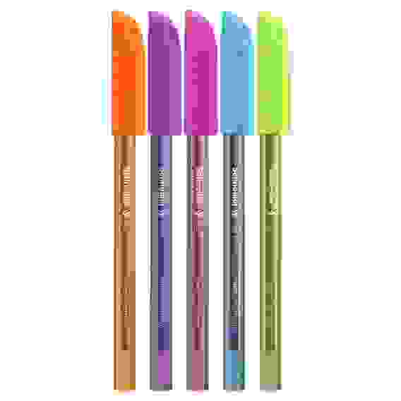 Ручка шариковая Schneider "Vizz F Neon" синяя, 0,8мм, прозрачный корпус неон ассорти