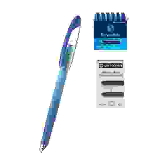 Ручка перьевая Schneider "Voyage caribbean" синяя, 1 картридж, грип, сине-голубой корпус