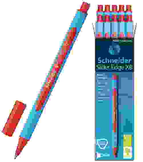 Ручка Schneider "Slider Edge XB" шариковая, красная, 1.4мм, трехгранная, одноразовая
