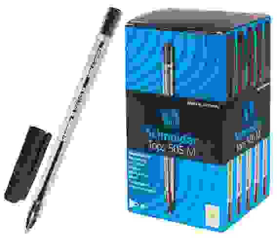 Ручка Schneider "Tops 505 M"шариковая, черная, 1.0мм, прозрачный корпус