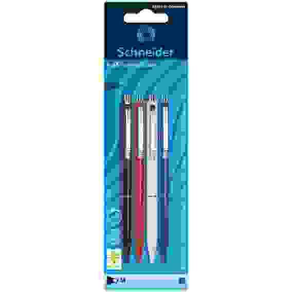 Набор автом. шариковых ручек Schneider "K15", 4шт., синие, 1.0 мм, цвет корпуса ассорти