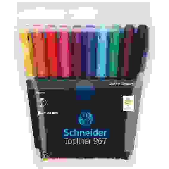 Набор капиллярных ручек (линеров) Schneider "Topliner 967" 10цв., 0.4мм, пластиковый футляр