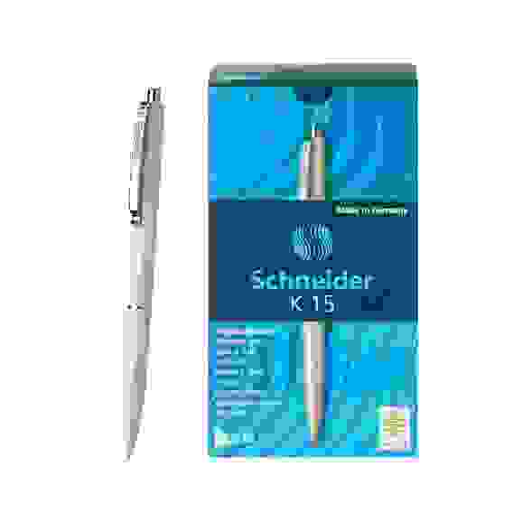 Ручка Schneider "K15" шариковая автоматическая, синяя, корпус белый, 1.0мм