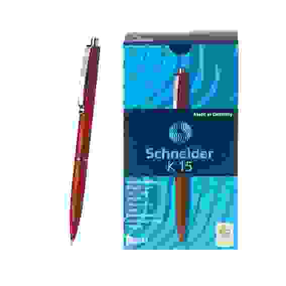 Ручка Schneider "K15" шариковая автоматическая, синяя, корпус красный, 1.0мм