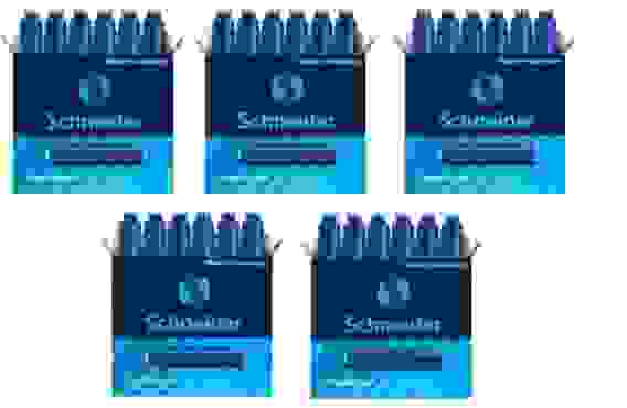 Комплект Картридж 5 набо по 6 шт Schneider для перьевых ручек, кобальтовый синий, 6шт., евростандарт