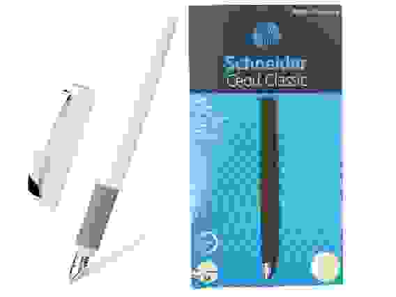 Ручка перьевая Schneider "Ceod Classic" синяя, 1 картридж, грип, белый корпус