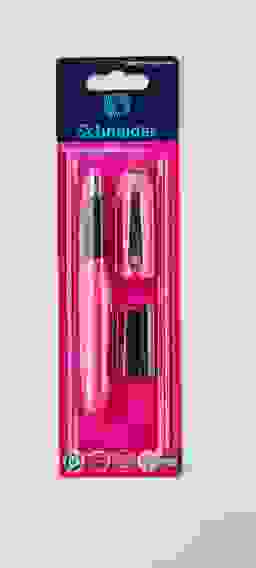 Ручка перьевая Schneider "Wavy A" синяя, 2 картриджа, грип, корпус розовый, блистер